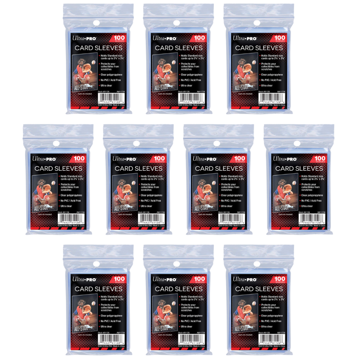 10x100 Ultra Pro Soft Sleeves - insgesamt 1000 UP Pro Hüllen - Geeignet für alle Sammelkartenspiele + Heartforcards® Versandschutz