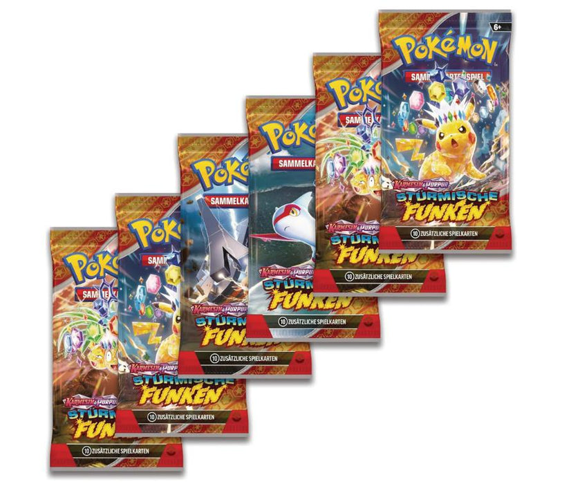 Pokémon TCG: Surging Sparks Booster Bundle – 6 Booster Packs für Sammler & Spieler + Heartforcards®Versandschutz