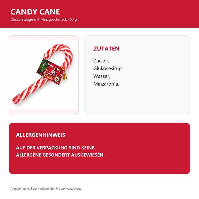 Candy Cane – Zuckerstange mit Minzgeschmack, 60 g