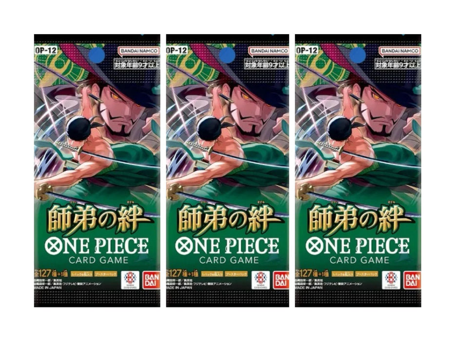 One Piece Card Game: OP-12 "Legacy of Master" – 3 Boosterpacks (Japanische Edition)+ Heartforcards® Versand­schutz