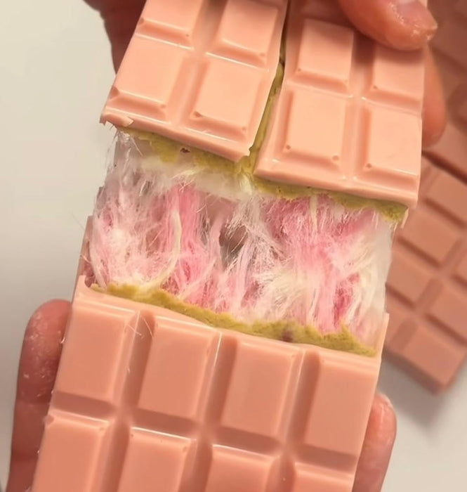 Angel Hair Style Schokolade Pink 75g | Gefüllt mit Pismaniye & Pistaziencreme | Türkische Zuckerwatte Kadayif Halva