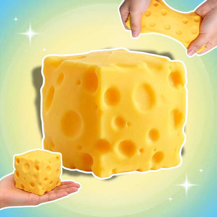 Cheese Squeeze Toy Quetschball Käseform 10 × 10 × 10 cm – Fidget & Stressabbau