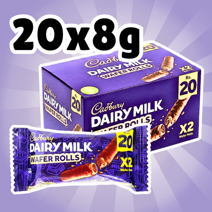 20× Cadbury Dairy Milk Wafer Rolls – Schokoladen-Waffelröllchen, 20×8 g