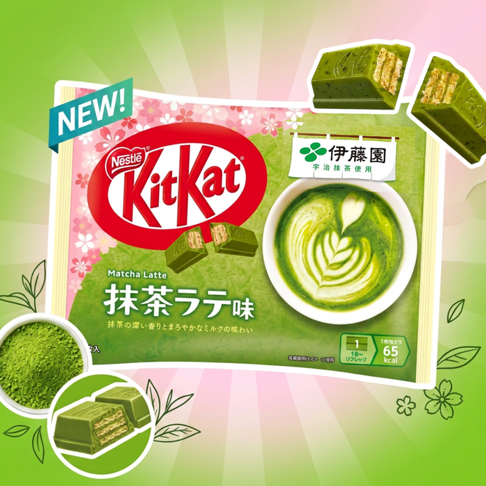 Nestlé Japan KitKat x ITOEN Matcha Latte 9 Stück – Knusprige Waffel mit Matcha-Latte-Schokolade | 9x11.6g