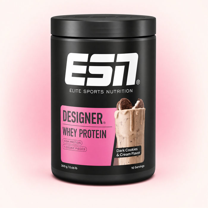 ESN Designer Whey Protein Dark Cookies & Cream, 300 g – Whey-Protein-Pulver mit Cookie Pieces, 10 Portionen