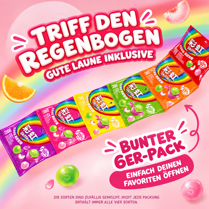 Skittles Peelable Gummies – Fruchtgummi zum Schälen, 6 × 50 g