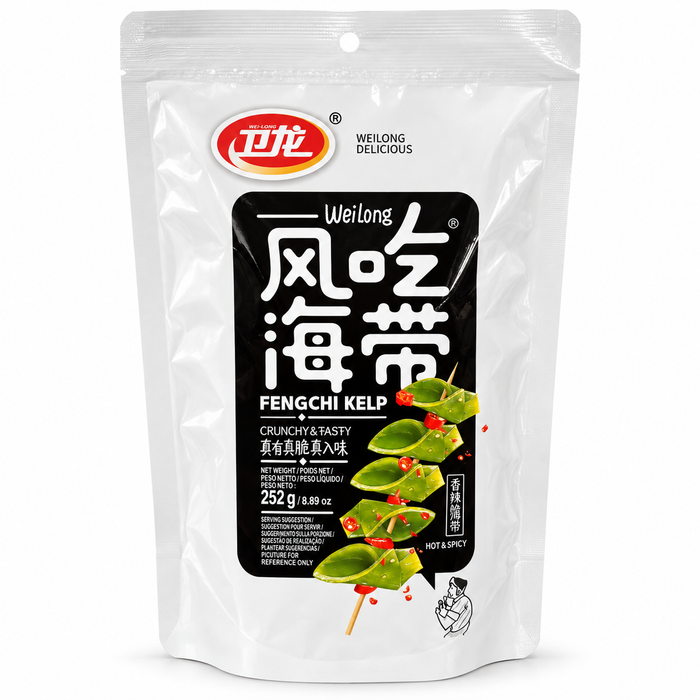 WeiLong Fengchi Kelp Hot & Spicy 252 g – würziger dick geschnittener Seetang