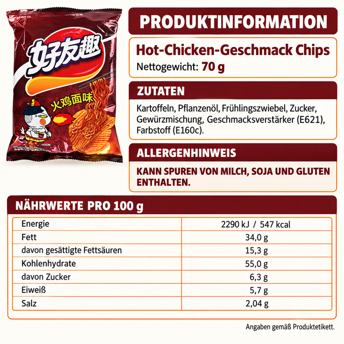 Orion × Samyang Hot-Chicken Riffelchips – würzig-scharf, 70 g