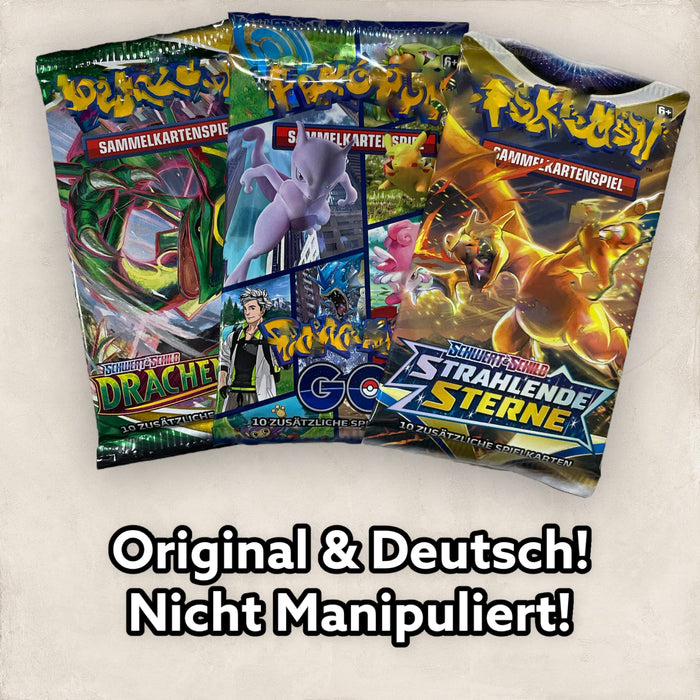 Pokémon Mystery Booster Packungen – 3 Original Deutsche Booster Packs | Sammelkarten