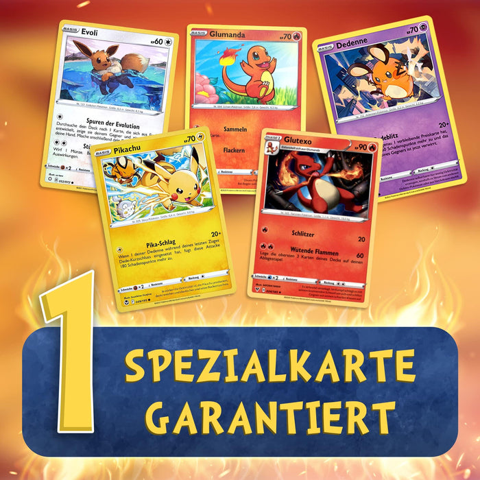 Heartforcards® 20 Original verschiedene Pokemon Karten | Deutsch |1 Seltene | 2 Holo | 1 zufällige Pikachu/GIumanda/EvoIi | Sammelkarten aktuelle Sets | für Weihnachten + Versandschutz (20 Karten)