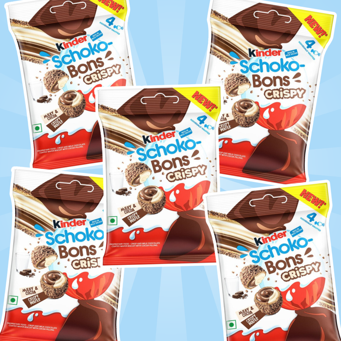 5x Kinder Schoko-Bons Crispy (5x22,4 g) – Knusprige Milchschokoladenkugeln mit Haselnussfüllung