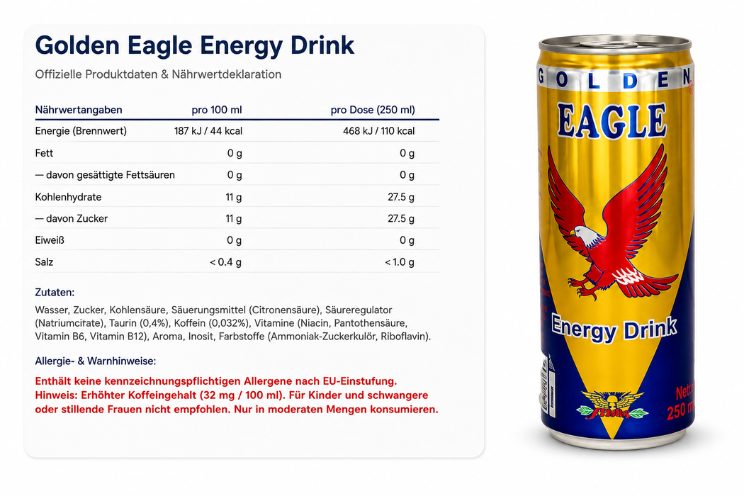 Golden Eagle Energy Drink 24 x 250 ml – Energy Drink im Tray