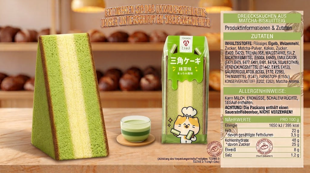 Tokimeki Triangle Sponge Cake Matcha  – Japanese-Style Soft Sponge Cake with Matcha Flavour – 90 g