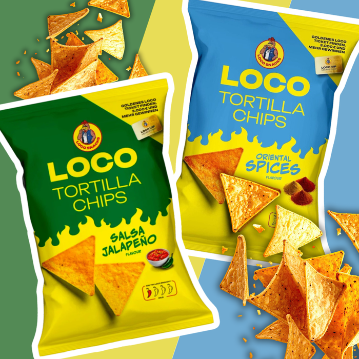 Loco Tortilla Chips – Salsa Jalapeño & Orientalische Gewürze | Extra Knuspriger Gourmet-Snack | je100g