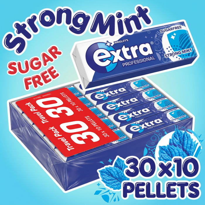 Wrigley's Extra Professional Strong Mint Kaugummi Zuckerfrei Multipack | 30 × 10 Dragees