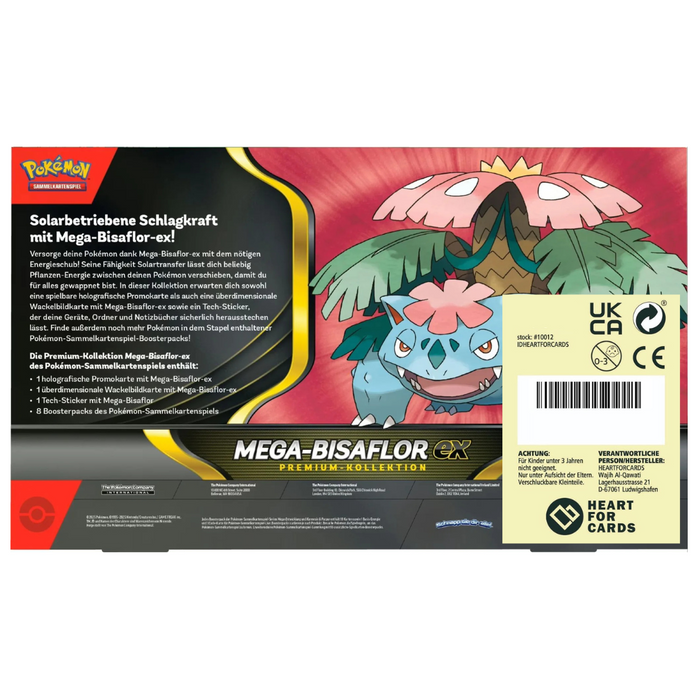 Pokémon TCG Premium‑Kollektion Mega‑Bisaflor‑ex (Deutsch) | 1 holo Promokarte + Jumbo Karte + Sticker + 8 Boosterpacks