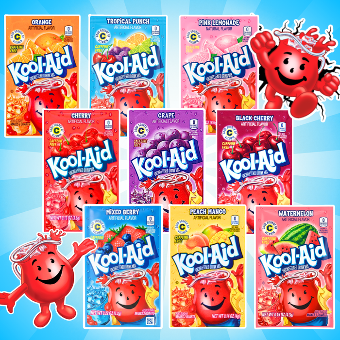 5er Probierpack – Kool-Aid Ungesüßtes Drink Mix Pulver | 5er Set mit zufälligen Geschmacksrichtungen