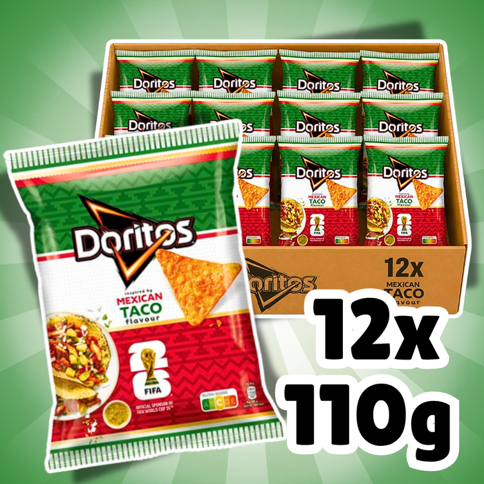 12x Doritos Mexican Taco 110 g – Knusprige Maischips mit würzigem Taco-Geschmack – 1.320 g Gesamt
