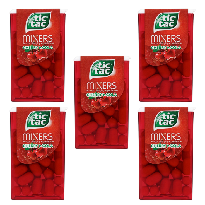 5x Tic Tac – Cherry Cola | 18 g | Erfrischende Minzdragees mit fruchtigem Kirsch-Cola-Geschmack (5x18g)