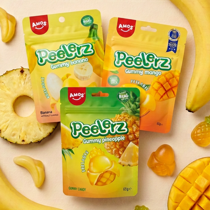 AMOS Peelerz Gummy Fruchtgummi Probierpack – Banana, Mango & Pineapple | 3 × 65 g